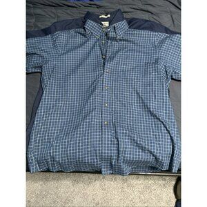 LL Bean Shirt Men's Wrinkle Resist Button Up XL REG Blue Short Sleeve Bundle 2